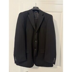 Merino Men's Wool Blazer Jacket Black 40R Approx Tailored Italy Fabric Custom